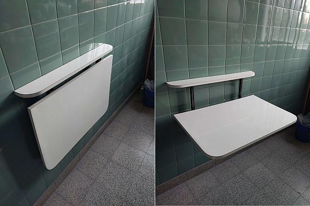 Mesa Plegable De Pared Herraje Metálico Formica Blanca con Repisa 60x50cm